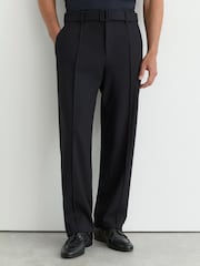 Bleumarin - Reiss Peshi Relaxed-Fit Belted Pintuck Trousers - Imaginea 1 din 7