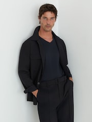 Bleumarin - Reiss Peshi Relaxed-Fit Belted Pintuck Trousers - Imaginea 4 din 7