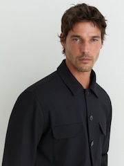 Reiss Navy Peshi Twin-Pocket Button-Through Overshirt - Image 6 of 7