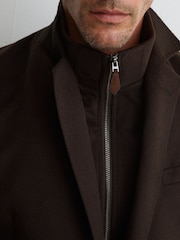 Reiss Chocolate Brown Patch Single-Breasted Blazer With Gilet Insert Tailored-Fit - Image 3 of 9