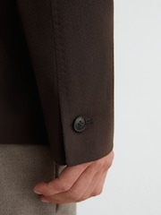 Reiss Chocolate Brown Patch Single-Breasted Blazer With Gilet Insert Tailored-Fit - Image 5 of 9