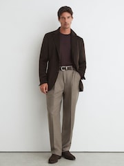 Reiss Chocolate Brown Patch Single-Breasted Blazer With Gilet Insert Tailored-Fit - Image 6 of 9