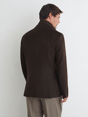 Reiss Chocolate Brown Patch Single-Breasted Blazer With Gilet Insert Tailored-Fit - Image 8 of 9