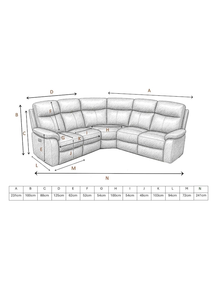 Aspire Furniture Pewter Kingsmere Corner Power Recliner Sofa - Image 6 of 6