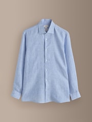 Blue Regular Fit Signature Linen Long Sleeve Smart Shirt - Image 1 of 3