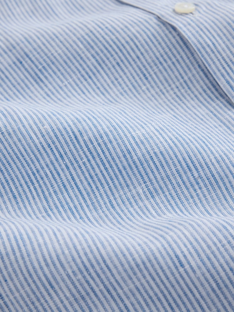 Blue Regular Fit Signature Linen Long Sleeve Smart Shirt - Image 2 of 3