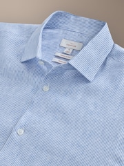 Blue Regular Fit Signature Linen Long Sleeve Smart Shirt - Image 3 of 3