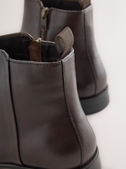 Brown - Leather Zip Boots - Larawan 7 ng 7