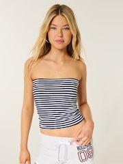 Hollister Blue Reversible Fold Over Bandeau Tube Top - Image 1 of 8