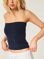 Hollister Blue Reversible Fold Over Bandeau Tube Top - Image 4 of 8