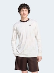 adidas Originals White Jacquard Trefoil Long Sleeve Jersey - Image 1 of 6