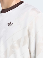 adidas Originals White Jacquard Trefoil Long Sleeve Jersey - Image 4 of 6