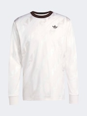 adidas Originals White Jacquard Trefoil Long Sleeve Jersey - Image 6 of 6