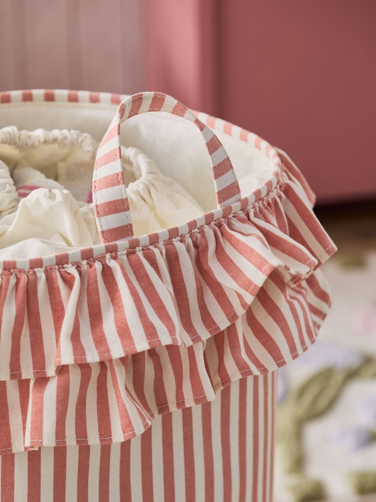 Pink Stripe Bag Frill Laundry Bag - Image 2 of 3 Pink Stripe Bag Frill Laundry Bag - Image 2 of 3