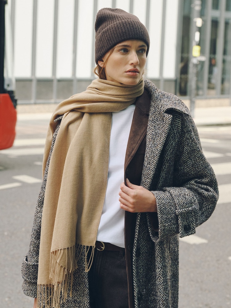 Camel Beige - N. Premium Италияда жасалған орташа салмақты шарф - 6суретінің 2 суреті