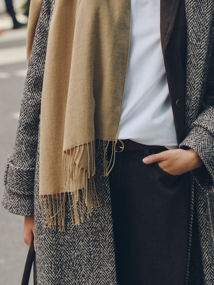 Camel Beige - N. Premium Италияда жасалған орташа салмақты шарф - 6суретінің 6 суреті