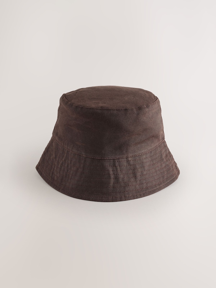 Chocolate Brown Wax Coated Bucket Hat - Image 1 of 3