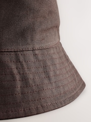 Chocolate Brown Wax Coated Bucket Hat - Image 2 of 3