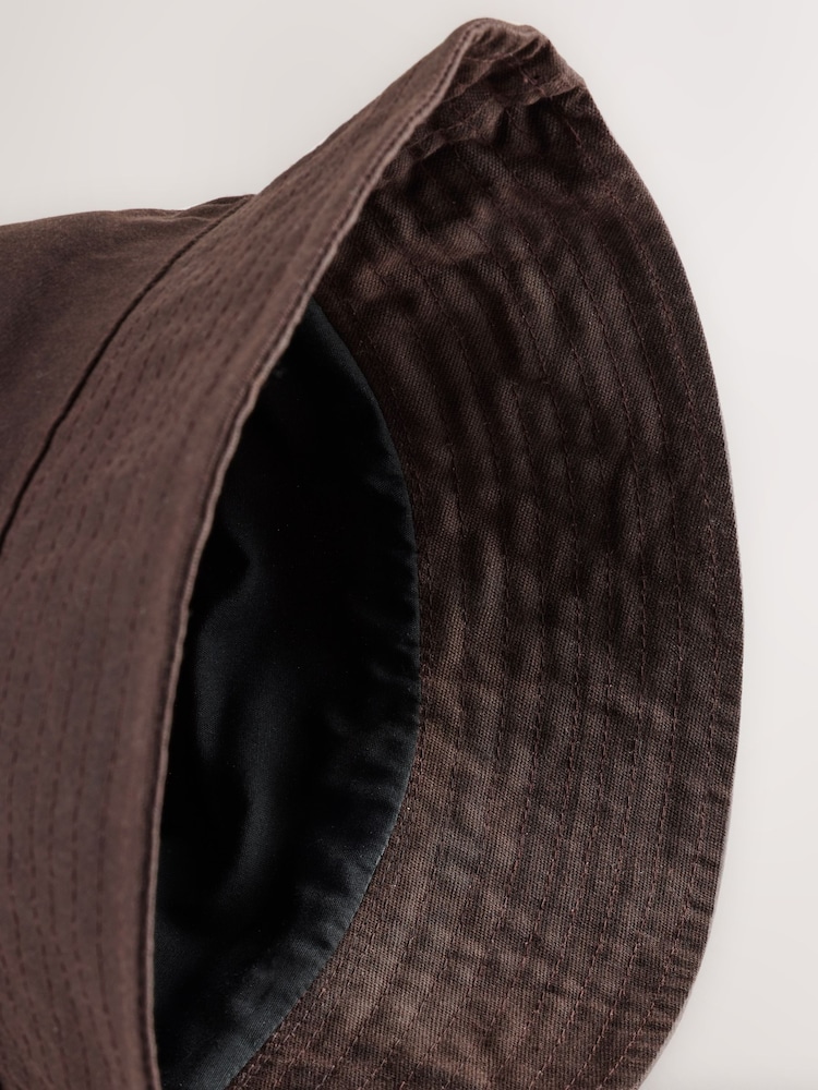 Chocolate Brown Wax Coated Bucket Hat - Image 3 of 3