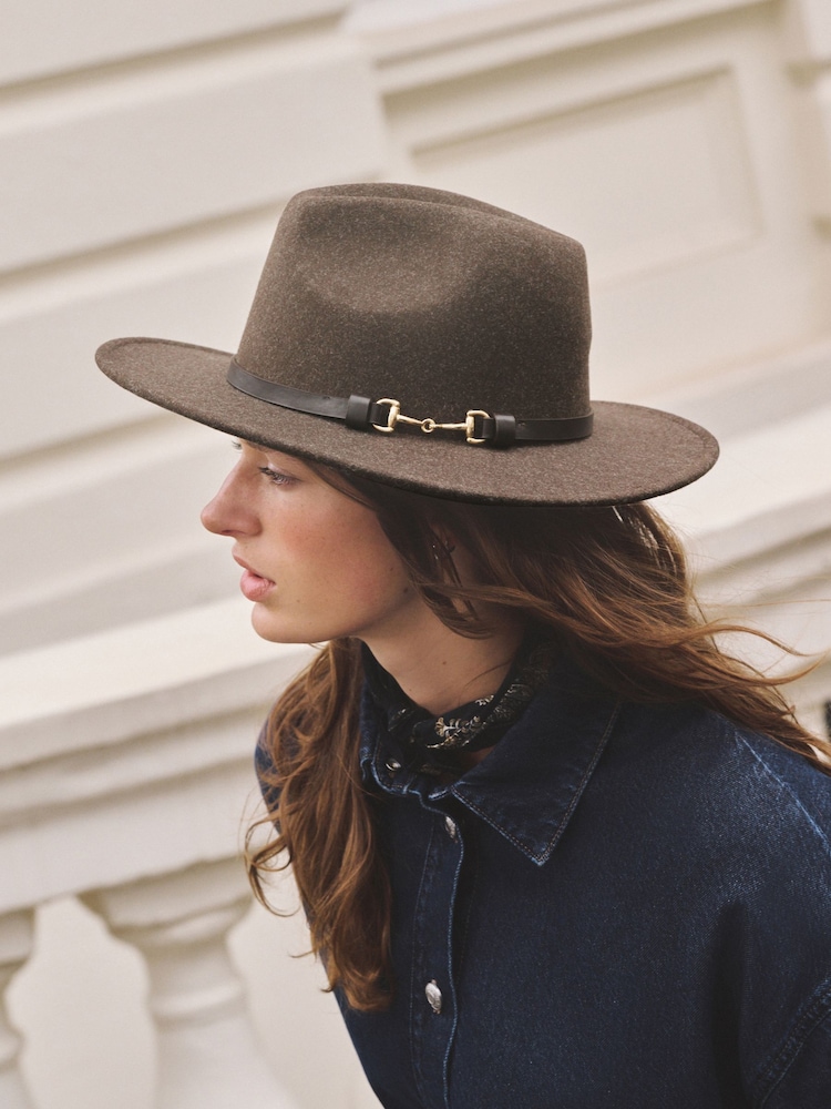 Brown Snaffle Fedora Snaffle Hat - Image 1 of 6