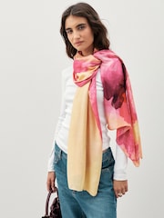 Pink/Apricot Floral Lightweight Scarf - Image 1 of 6