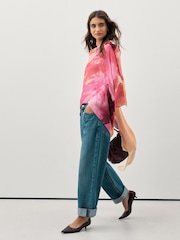 Pink/Apricot Floral Lightweight Scarf - Image 2 of 6