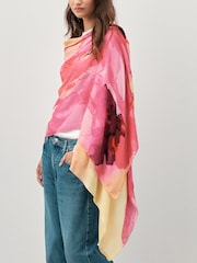 Pink/Apricot Floral Lightweight Scarf - Image 3 of 6