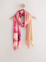 Pink/Apricot Floral Lightweight Scarf - Image 4 of 6