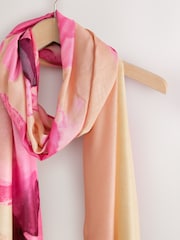 Pink/Apricot Floral Lightweight Scarf - Image 5 of 6