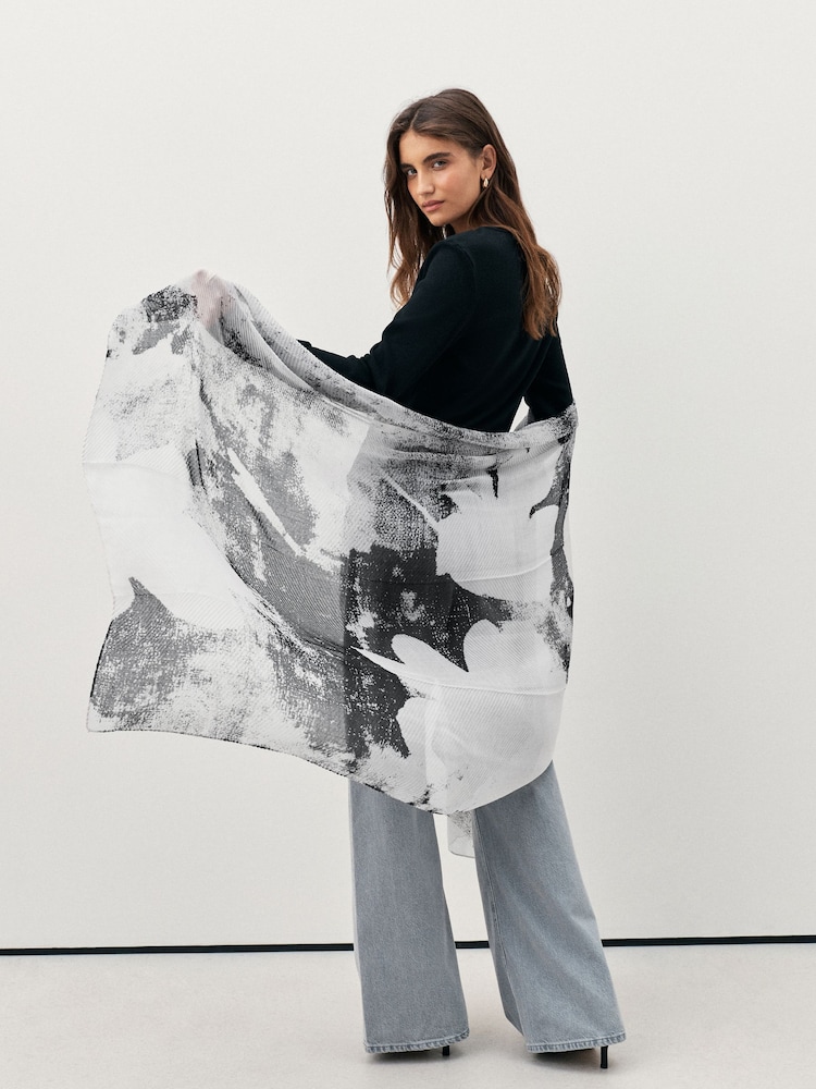 Monochrome Plisse Lightweight Scarf - Image 2 of 6