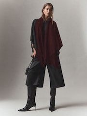 Burgundy Red N.Premium Made in Italy Twill Midweight Shawl Scarf - Image 3 of 4