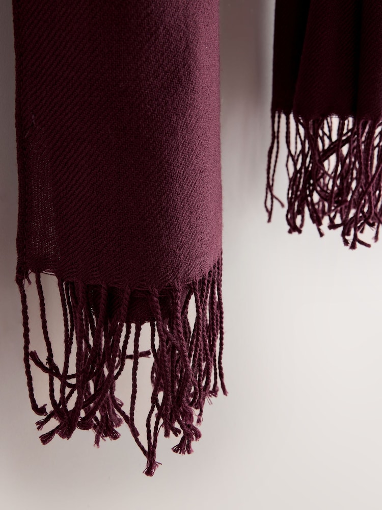 বারগান্ডি লাল - N.Premium Made in Italy Twill Midweight Shawl Scarf - 7এর মধ্যে 7 ছবি