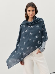 Grey Foil Dove Print - Letvægts Tørklæde - Billede 1 af 6