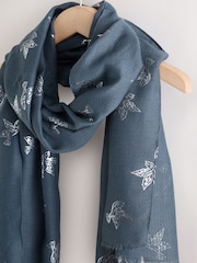 Grey Foil Dove Print - Letvægts Tørklæde - Billede 5 af 6