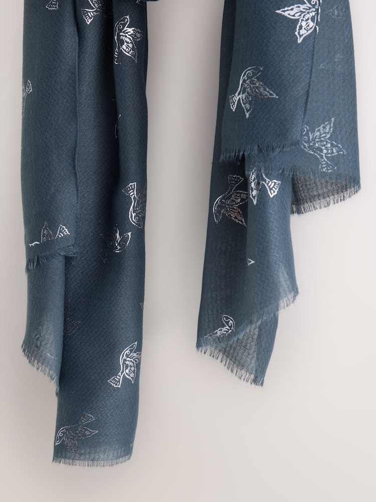 Grey Foil Dove Print - Letvægts Tørklæde - Billede 6 af 6