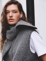 Charcoal Grey Scardi Cover-Up Jacket with Removable Collar/ Scarf - Image 3 of 8