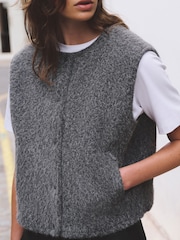Charcoal Grey Scardi Cover-Up Jacket with Removable Collar/ Scarf - Image 4 of 8