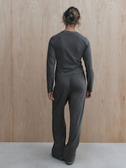 self. Charcoal Grey Soft Touch Long Sleeve Pyjamas - Image 3 of 5