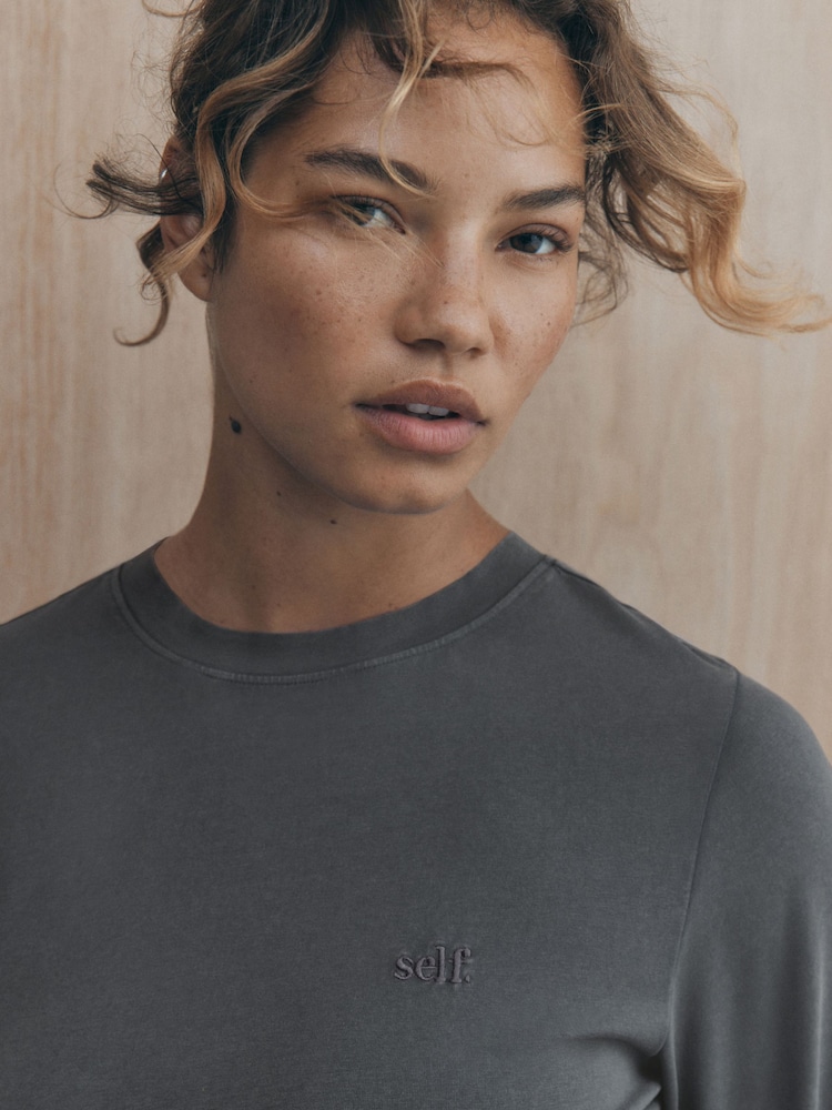 self. Charcoal Grey Soft Touch Long Sleeve Pyjamas - Image 5 of 5 self. Charcoal Grey Soft Touch Long Sleeve Pyjamas - Image 5 of 5