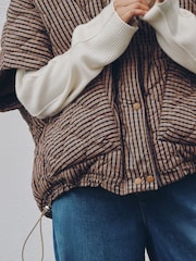 Brown Check Print - 오버사이즈 퀼팅 후드 질레 - 9의 이미지 4