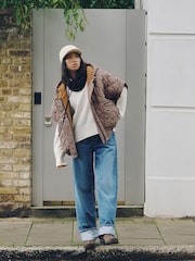 Brown Check Print - 오버사이즈 퀼팅 후드 질레 - 9의 이미지 6