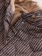 Brown Check Print - 오버사이즈 퀼팅 후드 질레 - 9의 이미지 8