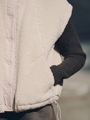 Ecru Oversized Borg Gilet Cover-Up - Image 4 of 9