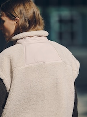 Ecru Oversized Borg Gilet Cover-Up - Image 5 of 9