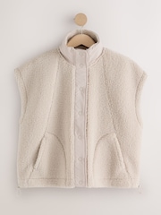 Ecru Oversized Borg Gilet Cover-Up - Image 6 of 9