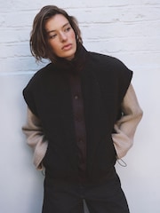 Chocolate Brown Oversized Borg Gilet Cover-Up - Image 3 of 8