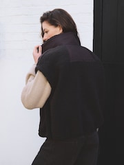 Chocolate Brown Oversized Borg Gilet Cover-Up - Image 4 of 8