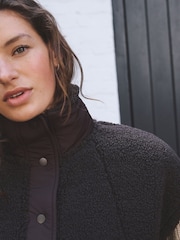 Chocolate Brown Oversized Borg Gilet Cover-Up - Image 5 of 8