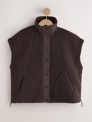 Chocolate Brown Oversized Borg Gilet Cover-Up - Image 6 of 8