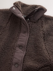 Chocolate Brown Oversized Borg Gilet Cover-Up - Image 7 of 8